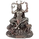 ✦Designquelle:Cernunnos ist ein Hirschgott des Waldes, des Wohlstands und der Unterwelt, von dem gesagt wurde, er könne sich in jedes Tier verwandeln.Cernunnos sitzt mit Tieren zu seinen Füßen im Gras und hält eine Schlange in der einen Hand, einen Torc in der anderen und eine um den Hals.
