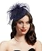 Fascinators Hats 20s 50s Hat Pillbox Hat Cocktail Tea Party Headwear with Veil for Girls and Women (B-Navy)