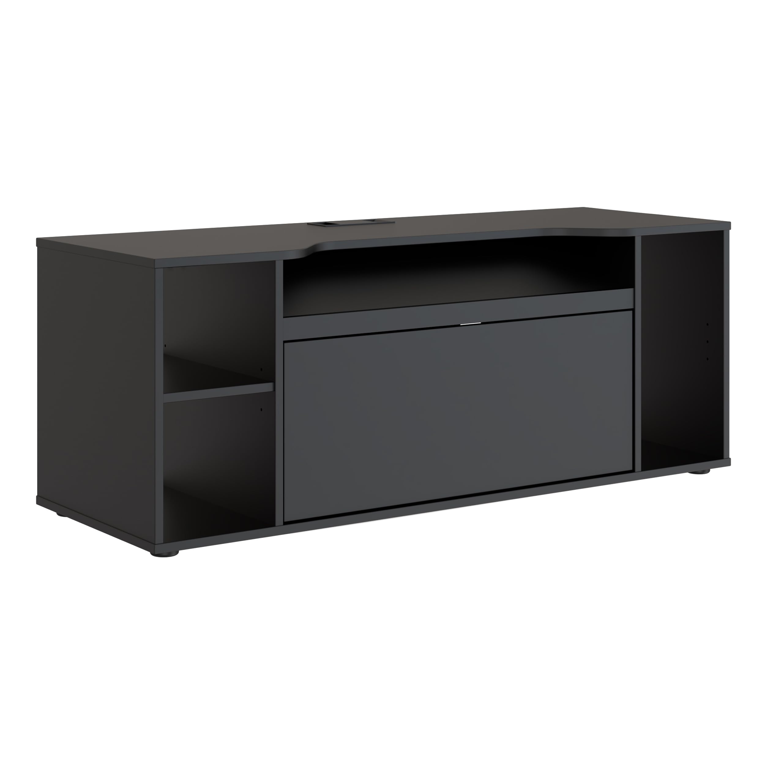 Forte TEZAUR TV-Schrank 120, moderner TV Schrank, hängend, Schwebeoptik, Beleuchtung, Wohnzimmer, Jugendzimmer, Holzwerkstoff, Schwarz, 120 cm breit x 45 cm hoch x 42 cm tief