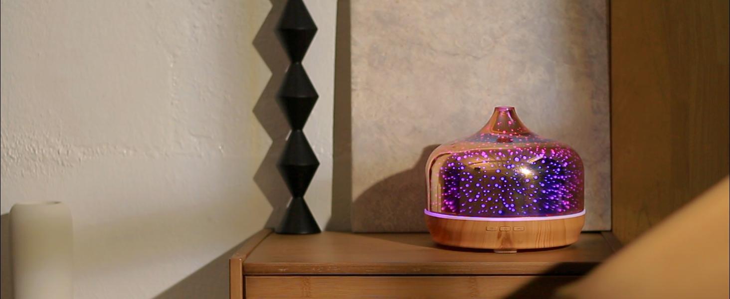 Diffusore Aromi E Umidificatore 100ml Porseme - Ultrasuoni Silenzioso Con 7 LED Colorati E Timer, Design Aladdin Oro Rosa - Foto 8