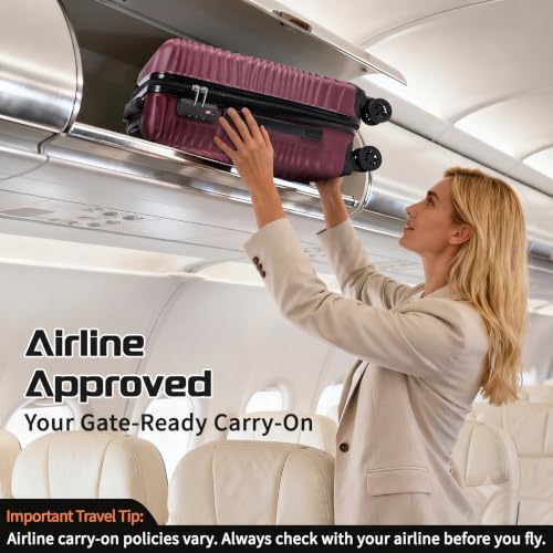 Image of Rosamo Luggage Sets 3 Piece, ABS Suitcase Set (20 /24 /28), Hardside luggage with Spinner Wheels, Travel Luggage, 14x8x9 Airline Approved Carry on, Lightweight Luggage with TSA Lock