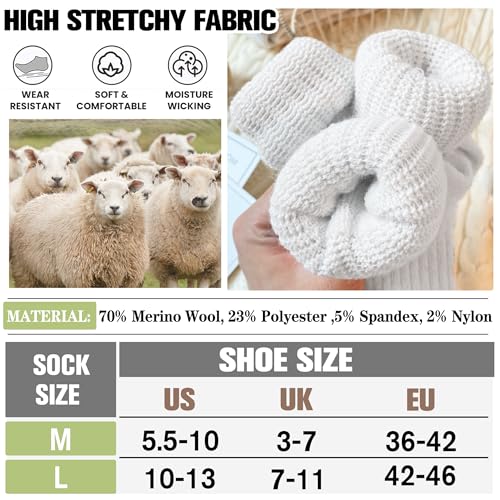 EBMORE Womens White Merino Wool Slouchy Boot Socks Thermal Warm Winter Thick Scrunch Slouch Cozy Crew Gifts Socks 4 Pairs Stocking Stuffers(White,L) by EBMORE - Image 6