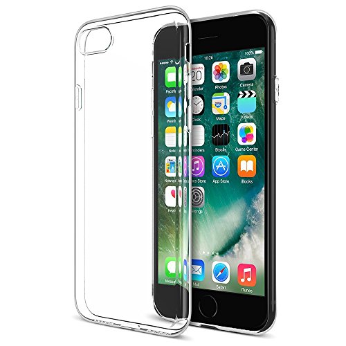 Apple iPhone 7 Clear Gel caso  elegante Ultra delgado Crystal Claro Suave Silicona Gel Case + Protector de pantalla y gamuza de limpieza, plástico, Ultra Thin Clear Gel Case, Apple iPhone 7 Plus
