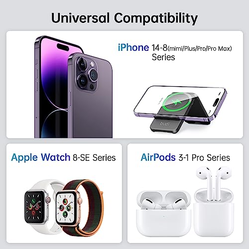BUDI Travel 5 in 1 Watch & Phone Charger，Multifunctional Compact Data Cable Case with 15W Wireless Charging USB-C Cable and OTG Adapter Kit Storage Case for Travel Data Transfer (Ultimate Version) - Thumbnail 3