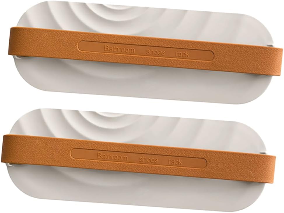 Holibanna 2pcs Wall-mounted Draining Slippers Rack for Bathroom Space-saving Shoes Organizer White Easy to Assemble Wave Pattern Design for Heels Sandals and Sneakers