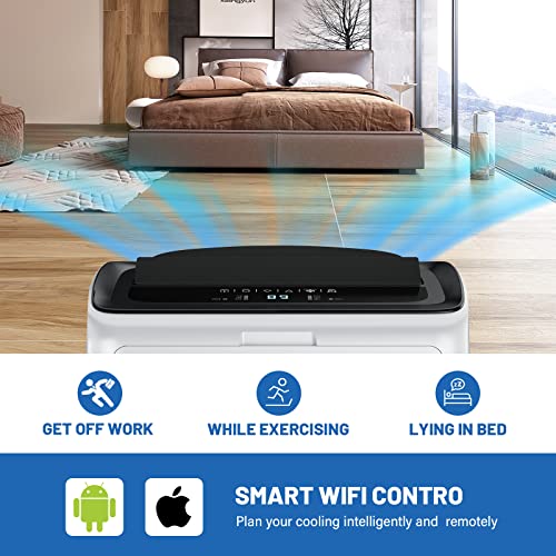 Portable Air Conditioners, 12000 Btu(Ashrae) /8150 Btu (Sacc) Quiet Ac Unit, Built-In Dehumidifier And Fan Modes, Mobile App, Cools Up To 450 Sq. Ft, White #TOP1