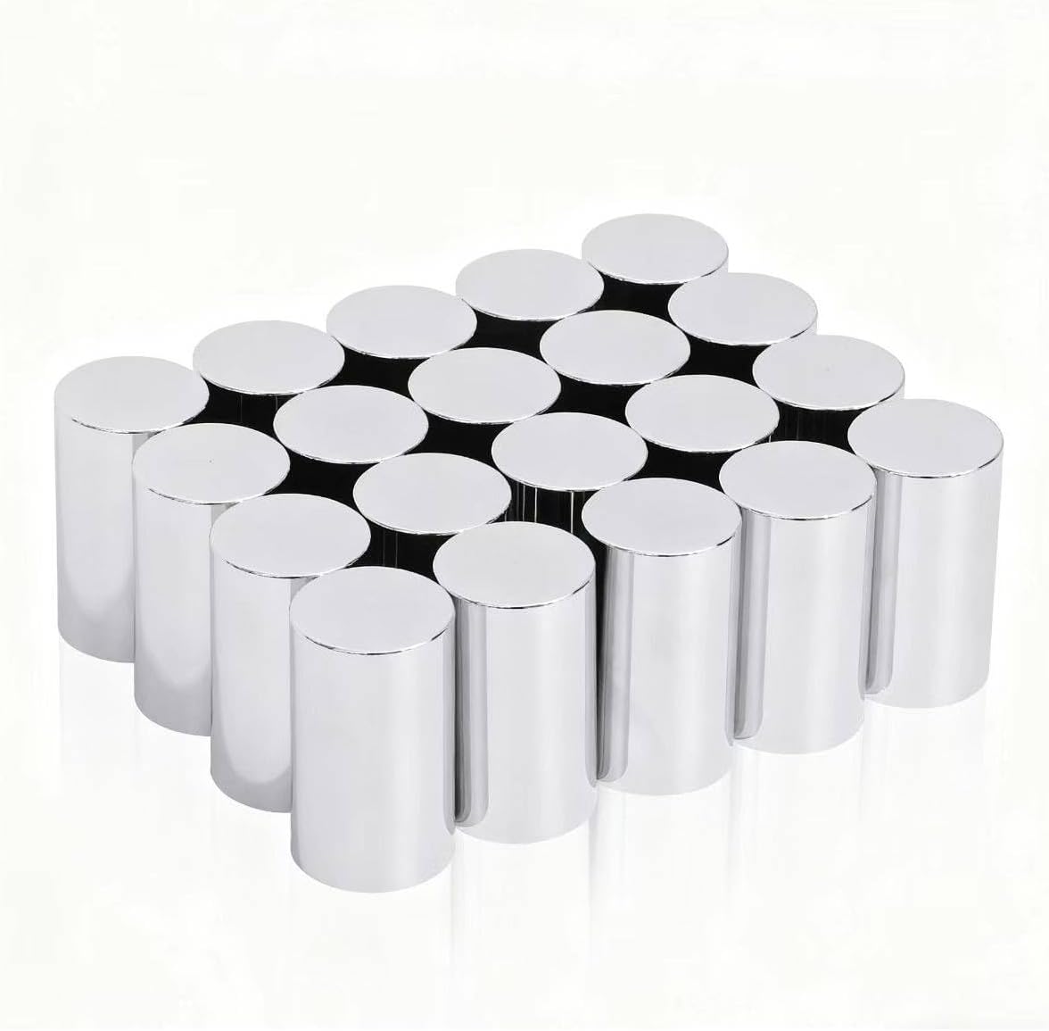 JESONN 4 Inch Height 33mm Chrome ABS Plastic Cylindrical Screw on Lug Nut Covers Caps for Semi Trucks (60)