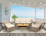 LEISU Outdoor Patio Furniture Sets 6 Pieces Wicker Rattan Outdoor Sectional Sofa Conversation Set wi