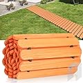 Wooden Garden Pathway,8ft Outdoor Roll Out Wooden Garden Walkways,Cedar Straight Walkway,Weather-Resistant UV Protected Roll Up Wood Road Floor for Boardwalks, Beach,Pool,8' Party Pathways