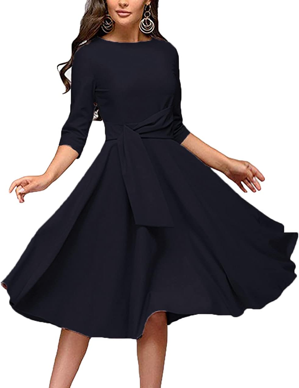 Women's Formal Dresses Casual Wedding Guest Church Work Elegance Audrey Hepburn Style A-line Midi Dress