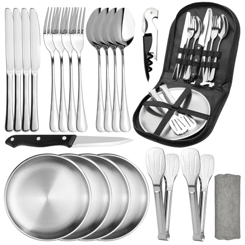 NCTNCX Camping Geschirr Set 4 Personen, 22 Stück Outdoor Geschirr,...