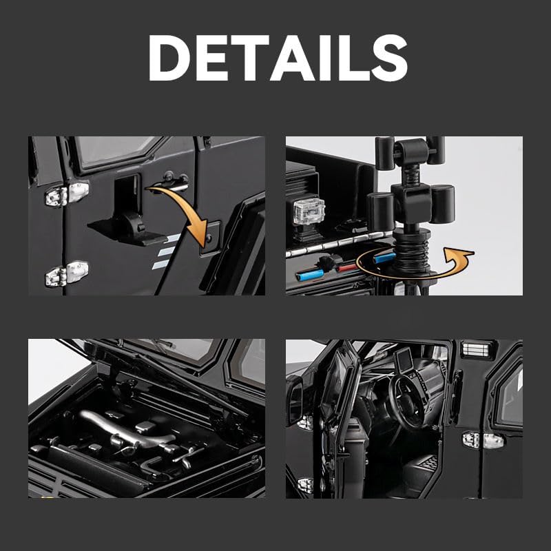 Image of Scale 1:24 Die-Cast Armored SWAT Vehicle Toy-Rapid Response Team Military Truck Model with Light & Sound, Pull Back Action, Doors Openable-Collectible for Kids & Adults【Colors as Per Stock 】