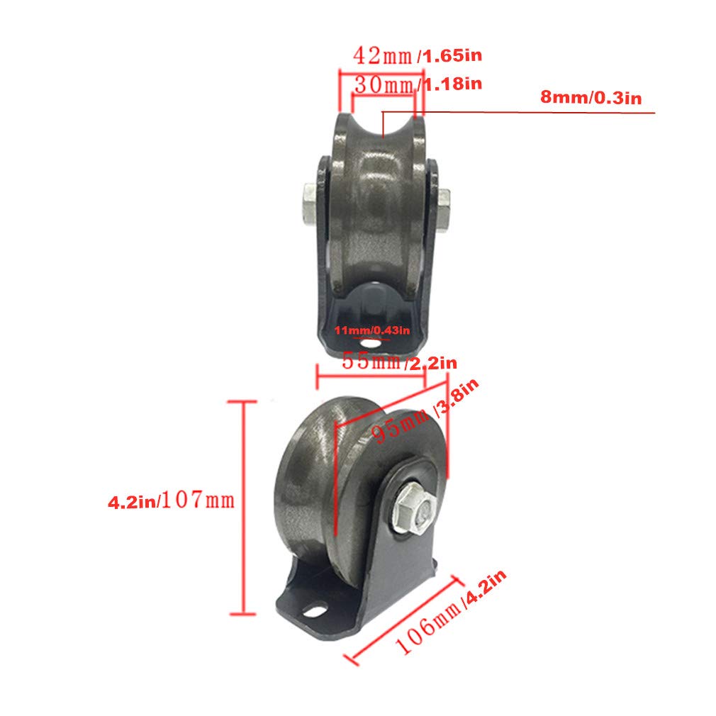 Roues pivotantes en Fonte UGroove, Galets de poulie directionnels Robustes, Roues à Double roulement pour portails coulissants, Machines industrielles et portails roulants