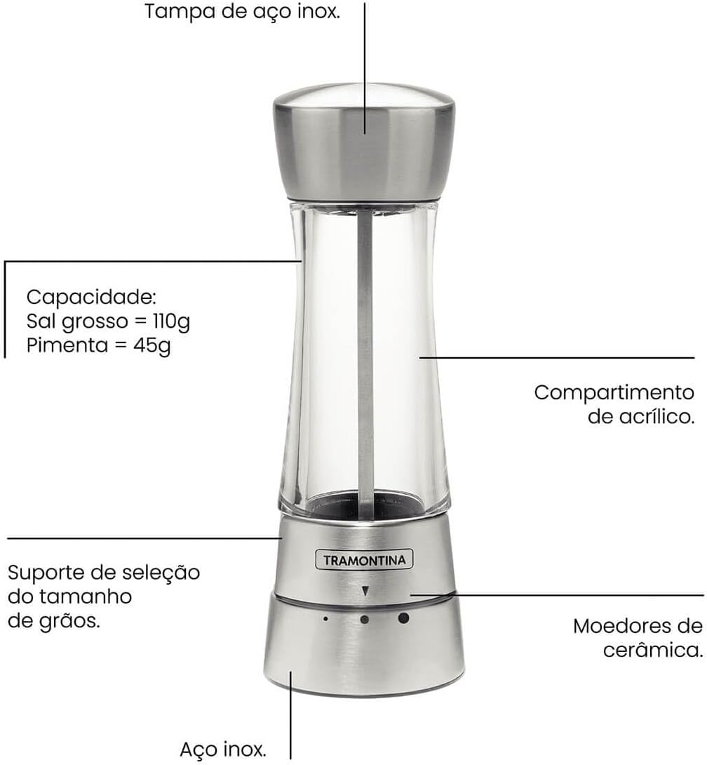 Moedor Aço Inox/Acrílico Realce Tramontina Inox