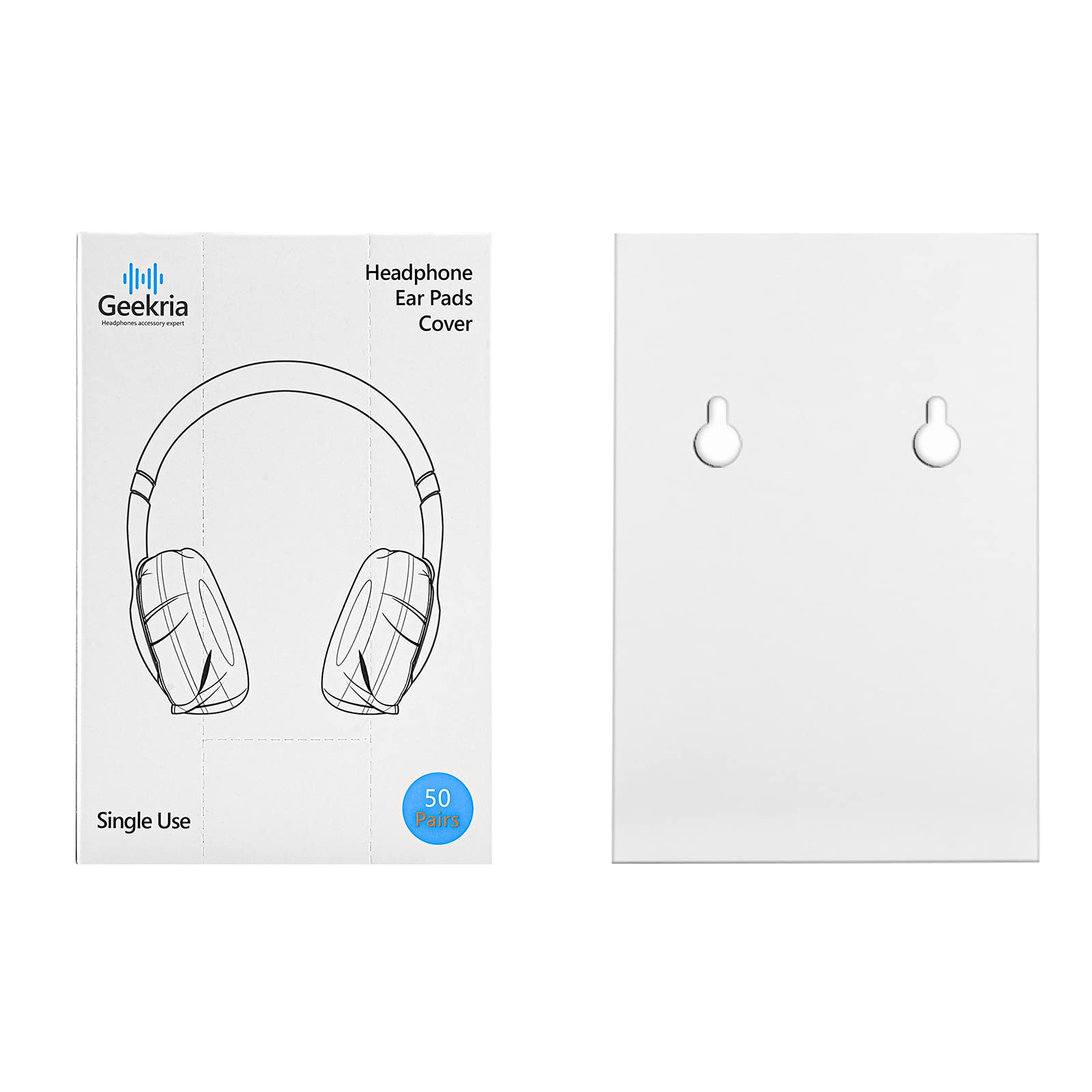Geekria 100 Paar Einweg-MRI-Headset-Ohrpolster mit Spenderbox, Dehnbare hygienische Ohrpads, Hygienische Kissen für mittlere Ohrmuscheln (2 Boxen, M, Weiß)