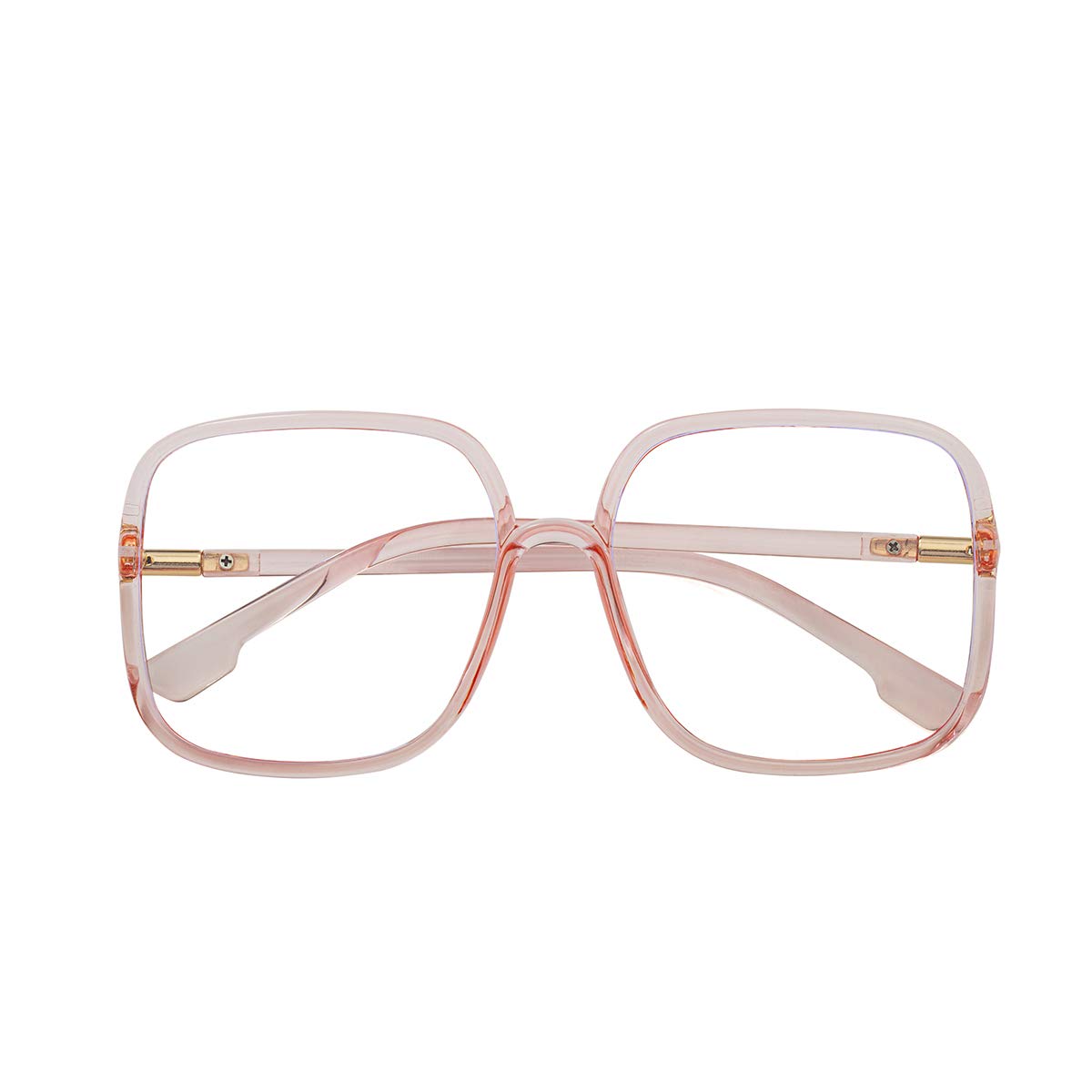 BIGGY Oversized Square Blue Light Blocking Glasses - Ultralight Anti Eyestrain | Reduce Eye Strain Nerd Glasses, Reading book/TV/Computer/Gaming Frames for Women Men, Anti UV (rectangle pink)