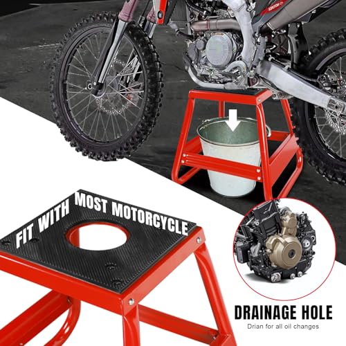 Big RED Motorcycle Stand Lift Dirt Bike Stand, 1000LBS Capacity Universal Detachable Maintenance Motorcycle Stand, Fit for Kawasaki Honda Yamaha - Thumbnail 4