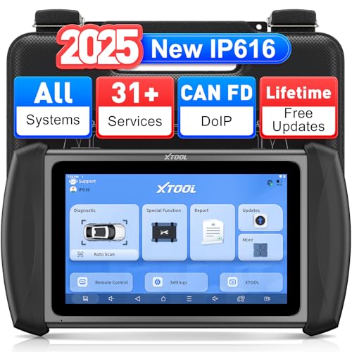 XTOOL IP616 V2.0 OBD2 Scanner Diagnostic Tool with 31+ Resets, Lifetime Free Update Scanner for Car, CAN FD & DoIP, ECU Configuration, Full Systems Scan Tool for All Vehicles, Android 10
