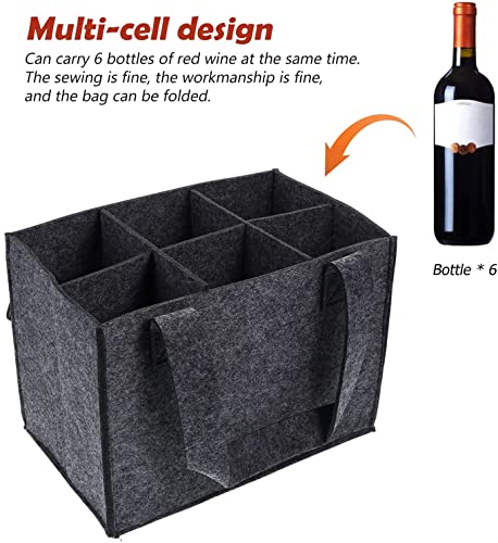 Image of GREENSHEEP 6 Bottle Wine Carrier Bag, Reusable Wine Bottle Tote Bag, Portable Wine Travel Bag with Handle for Picnic, Camping, Travel, Wine Tasting, Party (Grey)