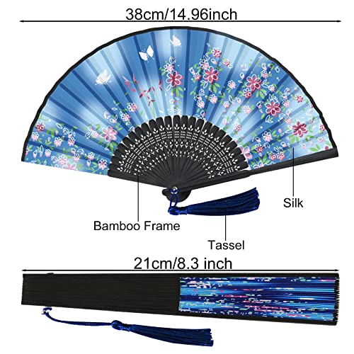 Kezkals Folding Fan, 4 Pcs Hand Fans For Women Foldable, Silk Paper Fans With Tassel, Hollow Bamboo Chinese Folding Hand Fan, Decorative Hand Held Fan For Wedding Gifts, Dance Party, Wall Decoration #TOP2