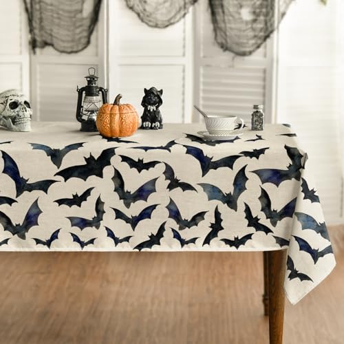 Horaldaily Halloween Tablecloth 60x84 Inch Rectangular, Bats Wash...