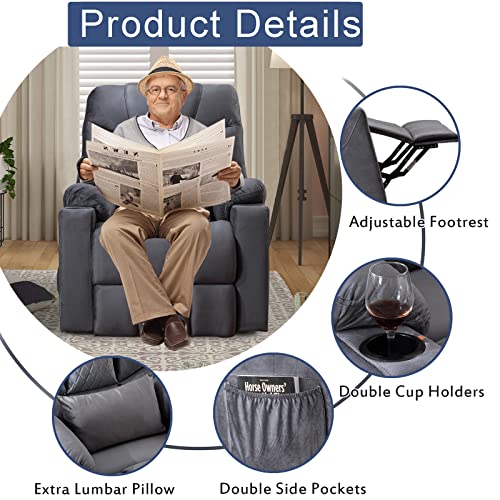 Vuyuyu Power Lift Recliner Chairs For Elderly With Massage & Heating, Velvet Sleeper Chair Sofa Recliners For Living Room, Comfy Home Theater Seat Infinite Position/Cup Holders/Lumbar Pillow #TOP4
