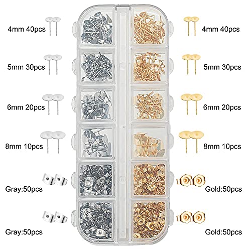 Gold Earring Posts And Backs - 400 Pcs 316L Stainless Steel Hypoallergenic Earring Studs For Jewelry Making With Butterfly Earring Backs, Earring Making Kit For Diy Jewelry (Gold) #TOP4