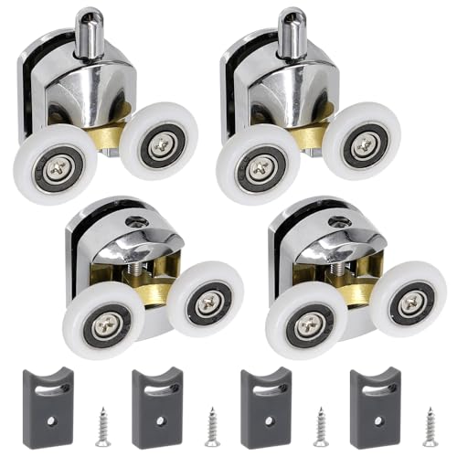 GYSRXS 23 mm Universal Shower Enclosure Rollers Set of 4 Sliding Shower Door Rollers for Glass 4-6 mm (2 Upper Rollers +2 Lower Rollers)