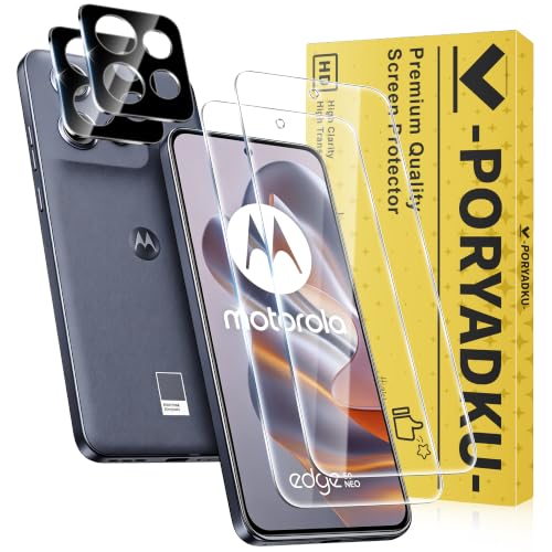 Für Motorola Moto Edge 50 Neo 5G Panzer Schutz Glas (6,40 Zoll), 2 Stück Schutzfolie Glas+ Kamera Schutzfolie 2 Stück, Fingerabdruck kompatibel, 9H Härte, HD Anti-Kratzen