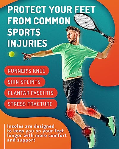 Sport Shock Absorbing Insoles - Athletic Shoe Cushioning Inserts for Men and Women - Ideal for Active Sports Running Training Hiking - Neutral Arch Good for Sneakers Shoes, L2