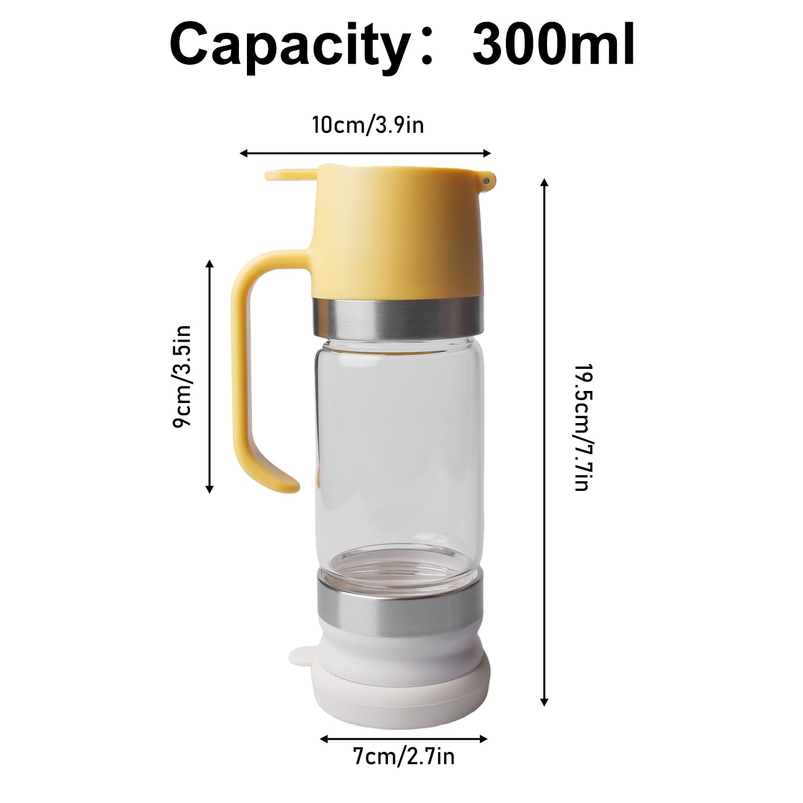 Distributeur De Miel Verre Anti-Goutte 300ml PinDaito Avec Poignée - Pour Miel, Sirop Et Sauces