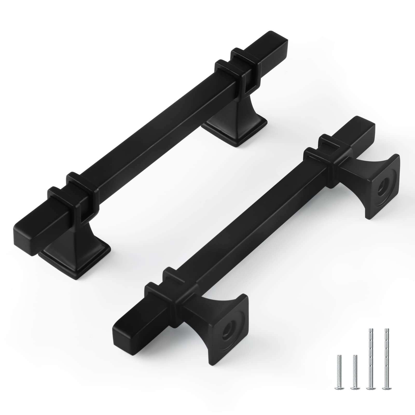 Poignées de tiroir carrées rustiques noires Haidms lot de 25 pour armoire