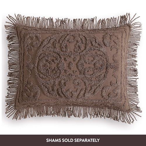 Image of Beatrice Home Fashions Medallion Twin Cotton Chenille Bedspread, Chocolate