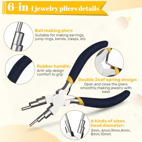Image of Mudder 2 Pieces Jewelry Making Tool Bail Making Pliers 6 in 1 Jewelry Wire Bending Pliers for Beading Looping Shaping Wire DIY Crafts(Blue and Yellow)