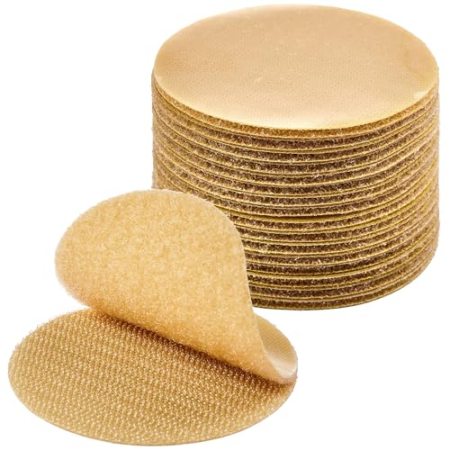 Image of ECOHomes (3 Inch Dots, 16 Sets) Strips with Adhesive for Fabric, Tan | No Sew, Stick On for Fabric, Sticky Back for Clothes, Curtains, Heavy Duty, Double Sided Hook and Loop Hem Tape Fasteners