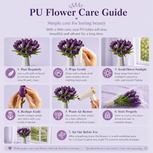 Image of Mandy's 20pcs Artificial Grape Purple Tulips