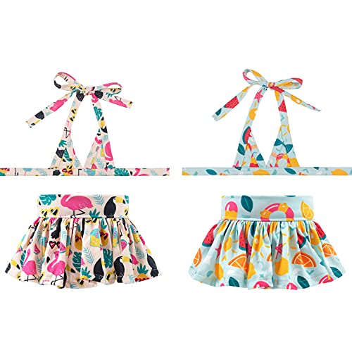 Image of CuteBone Dog Bikini Dress 2 Pack, Stylish Swimsuit Costume for Small Dogs, Comfortable & Adjustable Puppy Bathing Suit, Soft Outfit Pet Apparel for Beach, Pool and Summer Fun 2DB05M