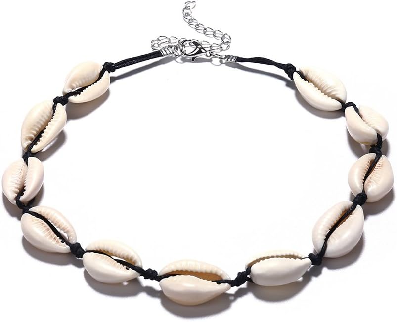 Women Bohemia Shell String Necklaces Chain Necklaces Beach Shell Shell Necklace (Black rope)