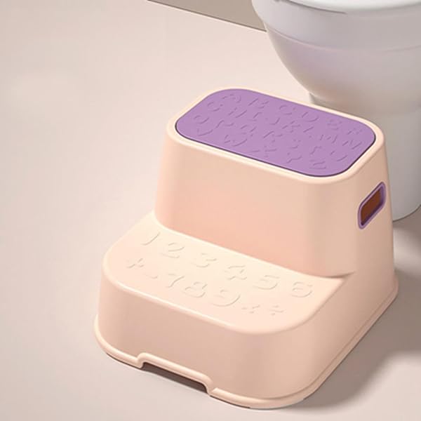 Sgabello con Gradini, Sgabello a 2 Gradini, Sgabello Portatile Stabile per WC, Sgabello Da Comodino, per Camera Da Letto, Cucina, Cucina E Addestramen, ROSA, Taglia unica bambino - 4