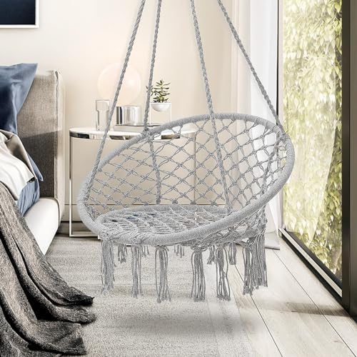 Patio Watcher Hammock Chair Hanging Macrame Swing with