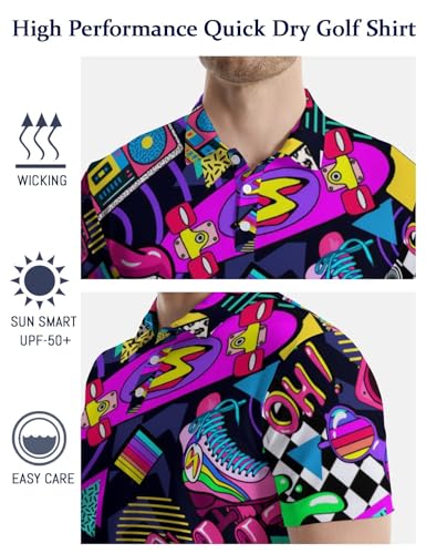 Funny Golf Shirts for Men Golf Polos Short Sleeve Quick Dry Performance Moisture Wicking Polo Shirt3