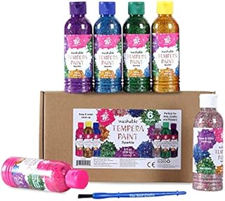 TBC Tempera Paint Set Washable Paint for Kids Safe Non-toxic Poster Paints 6 Neon Colours 8 fl.oz (236ml) for Craft Projects, Sponge Painting, Finger Painting for Toddler Children Art DIY