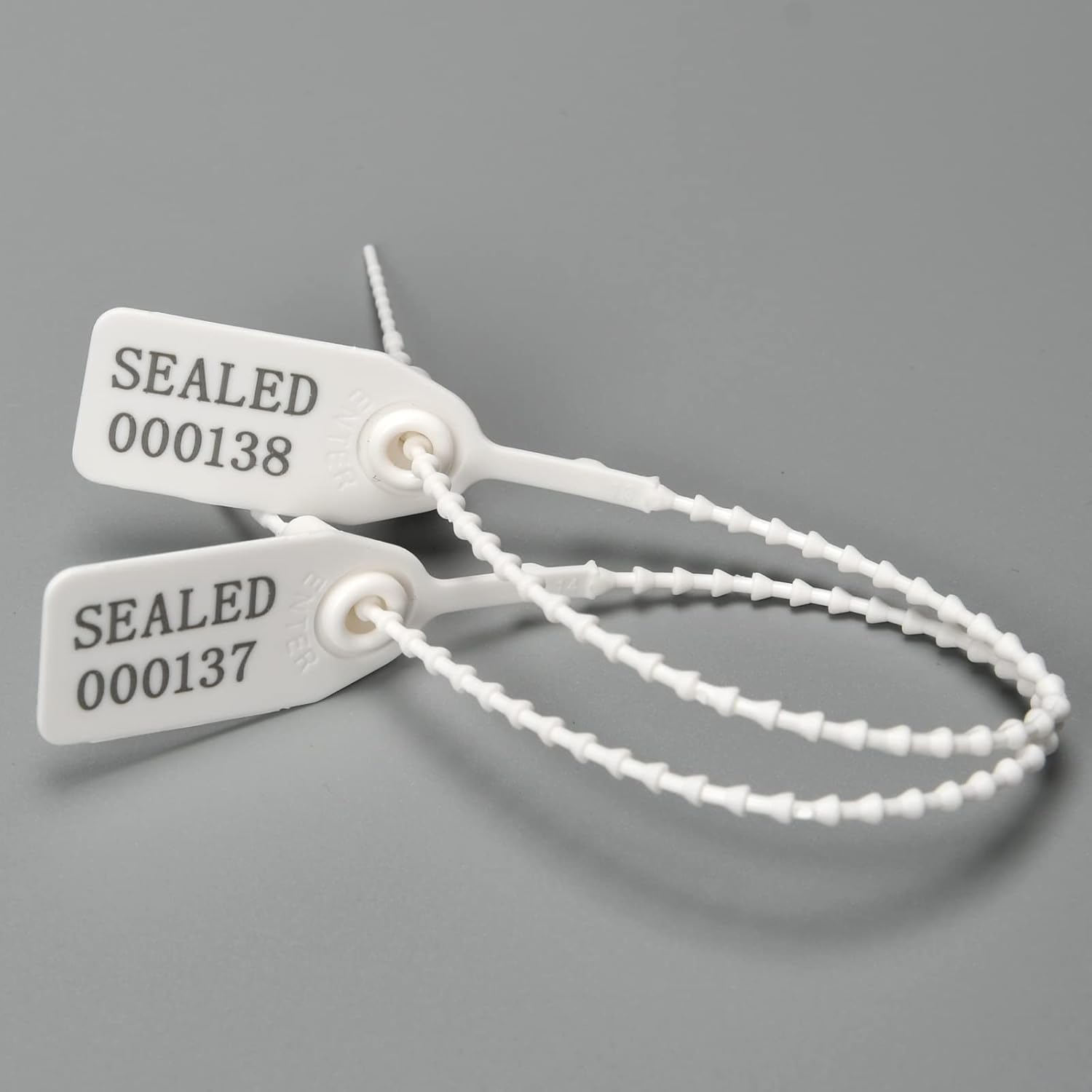 1000 Numbered Plastic Tamper Seals, Zip Ties for Fire Extinguishers Pull Tite Security Tags Disposable Self-Locking Signage - Label Tie 250mm Length (1000 PCS, White) - Image 4