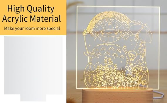 8 Pcs Clear Acrylic Set - 4 Circles Disc 4.7, 4 Square Perspex 6x6 - Transparent Plastic Blanks Signs Board Panels for LED Light Base DIY Craft