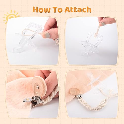 Miniatura 5 de Clip bohemio para chupete para niños y niñas, clips de madera, hechos a mano, trenzados, de algodón, unisex, para baby shower, regalo de cumpleaños,