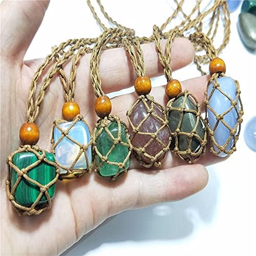 GUODUN With Adjustable Length Hand-knitted For Bracelet Necklace Cord Crystal Necklace Holder Necklace Cord Empty Stone Holder(small,coffee)