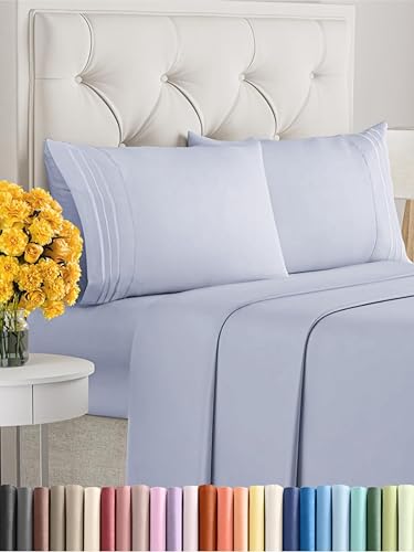 Vista 191 de Juego de sábanas de 4 piezas tamaño king, extrasuaves, transpirables y refrescantes con esquinas profundas, sábanas de fácil ajuste y sin arrugas