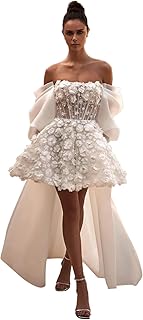 Lace Short Wedding Dresses for Bride Beach Strapless Tulle Mini Tight Bridal Gowns for Wedding