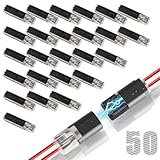 50PCS Double Wire Plug-in Connector, Double-Wire Plug-in Connector 2-pin with Locking Buckle, Quick Clip Fasteners Wire Connector - No-Tool Installation for Low Voltage LED Light Strips