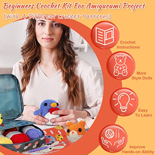 image for Coopay Crochet Kit for Beginners: 4 in 1 Crochet Animal Kit - Penguin,